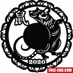 Wall clock mouse chineese - free dxf download