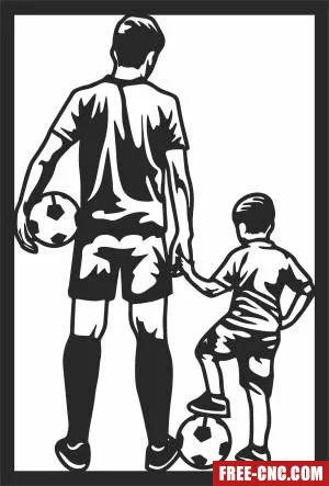 Football player father and son - Download free dxf for cnc plasma cutting