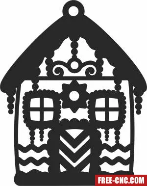 Ornament christmas house clipart - Free dxf for laser cutting and plasma
