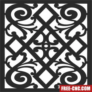 Decorative floral pattern square wall panel - Download free dxf for cnc plasma cutting