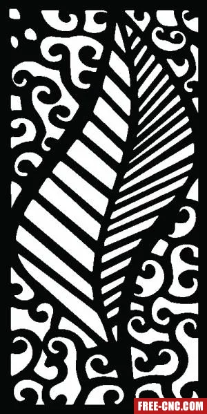 Decorative wall pattern panel with leaf - free dxf download