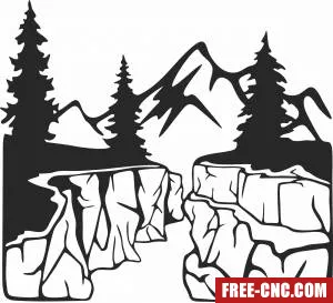 Mountain scene - Free dxf files ready to cut