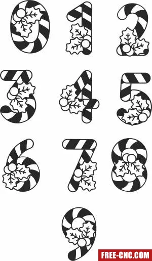 Christmas split numbers clipart - Download free dxf for cnc plasma cutting