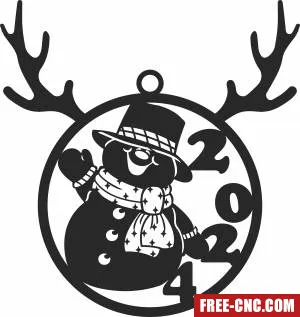 Christmas snowman ornament 2024 - Free dxf download