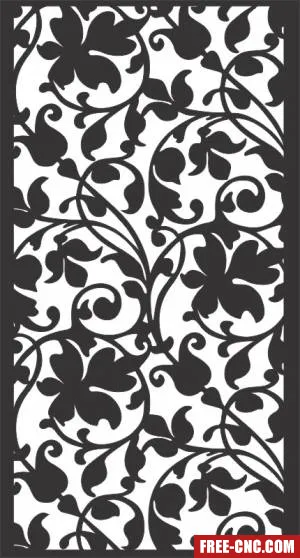 Decorative floral panels for doors wall screen pattern - free dxf download