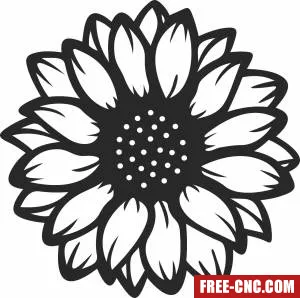 Sunflower flower clipart - Free dxf for laser cutting and plasma