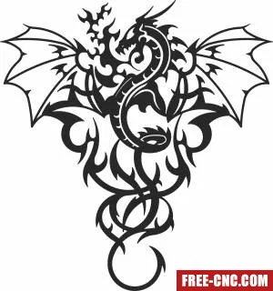 Fire dragon clipart - Free dxf files ready to cut