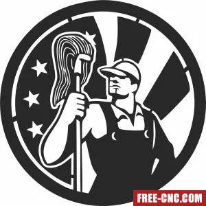 American industrial cleaner with usa flag - Download free dxf for cnc plasma cutting