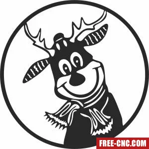 Christmas deer wall cartoon art - Download free dxf for cnc plasma cutting