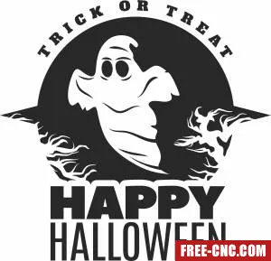 Happy halloween ghost clipart - Free dxf download