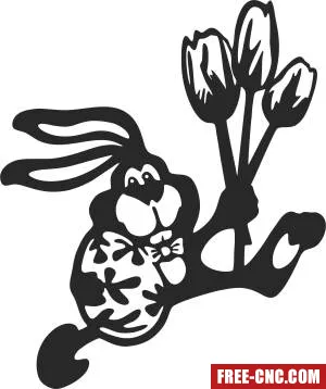 Happy easter egg bunny clipart - Free dxf for laser cutting and plasma