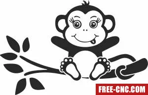 Little monkey cartoon clipart - Free dxf files ready to cut