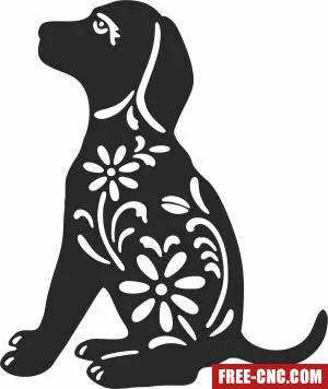 Floral dog clipart - Free dxf files ready to cut