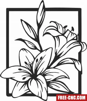 Flowers wall art - Free dxf download