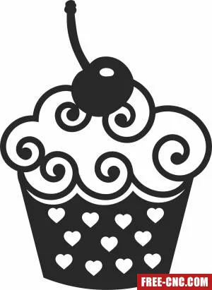 Cupcake clipart - Free dxf for laser cutting and plasma