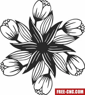 Flowers floral decor art - Download free dxf for cnc plasma cutting