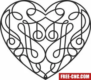 Decorative one line heart wall art - Free dxf for laser cutting and plasma