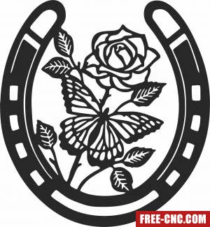 Horse shoe with flower - Download free dxf for cnc plasma cutting