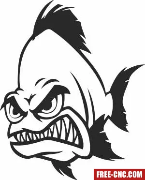 Cartoon angry fish - Free dxf download