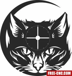 Cat face vinyl record wall clock - free dxf download