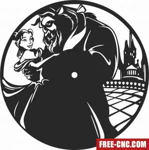 Beauty and the beast wall clock - Free dxf files ready to cut