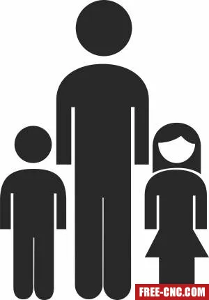 Father with kids silhouette - Free dxf files ready to cut