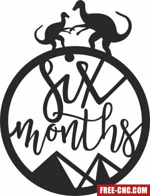 Baby six months milestone dinosaur - Free dxf for laser cutting and plasma