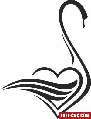 Swan heart cliparts - Download free dxf for cnc plasma cutting