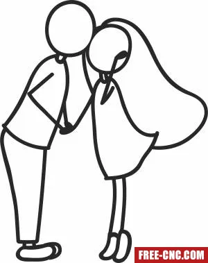 Stick figure couple kissing - Free dxf download