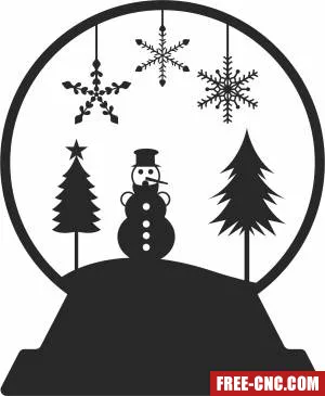 Snowman globe christmas - Free dxf download