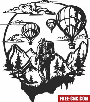 Hot air balloon scene - Download free dxf for cnc plasma cutting