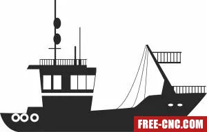 Fishing boat ship clipart - Free dxf for laser cutting and plasma