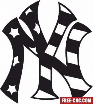 New york logo with usa flag - Free dxf files ready to cut