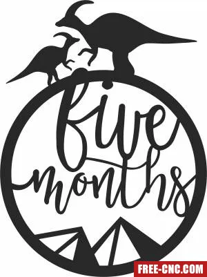 Baby five months milestone dinosaur - Free dxf for laser cutting and plasma