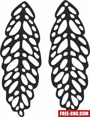 Earrings pendants art leaves - Free dxf for laser cutting and plasma