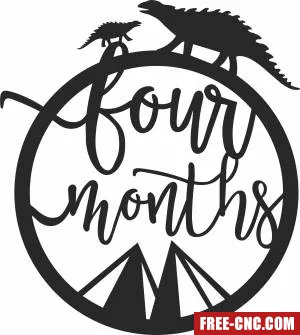 Baby four months milestone dinosaur - Download free dxf for cnc plasma cutting