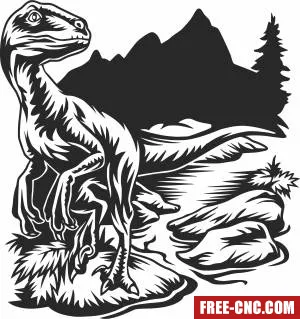 Dinosaur scene clipart - Free dxf files ready to cut