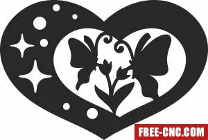 Butterfly heart wall decor valentines - Free dxf download