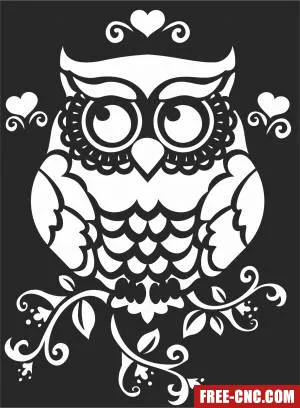 Owl floral wall decor - Free dxf for laser cutting and plasma