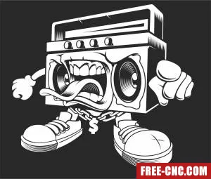 Character graffiti boombox clipart - Free dxf download