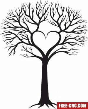 Tree of love branches with heart - free dxf download