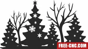 Christmas tree scene - Free dxf download