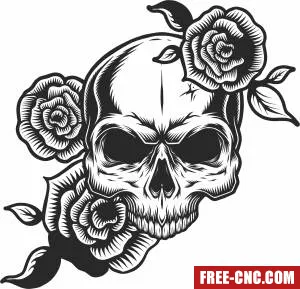 Skull with rose cliparts - Download free dxf for cnc plasma cutting