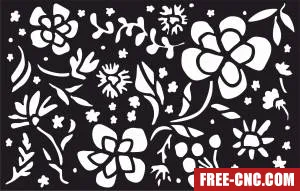 Decorative floral wall screen pattern with flowers - Free dxf download