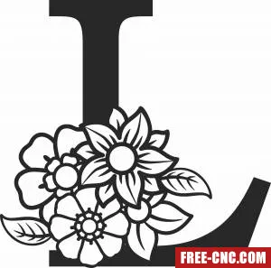 Monogram letter l with flowers - Free dxf for laser cutting and plasma Monogram letter l with flowers - Free dxf for laser cutting and plasma