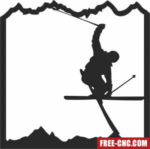 Silhouette of freestyle skiing cliparts - Free dxf files ready to cut