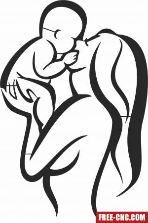 Mother and baby wall decor - Free dxf files ready to cut