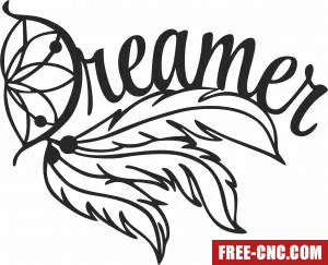 Feather dreamer decor sign - Download free dxf for cnc plasma cutting