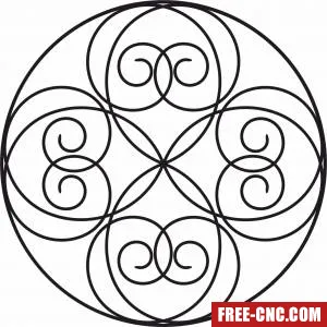 Round mandala pattern wall decor - free dxf download