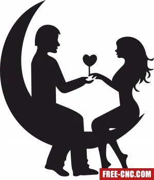 Couple date love in moon sign gift for valentine - Download free dxf for cnc plasma cutting